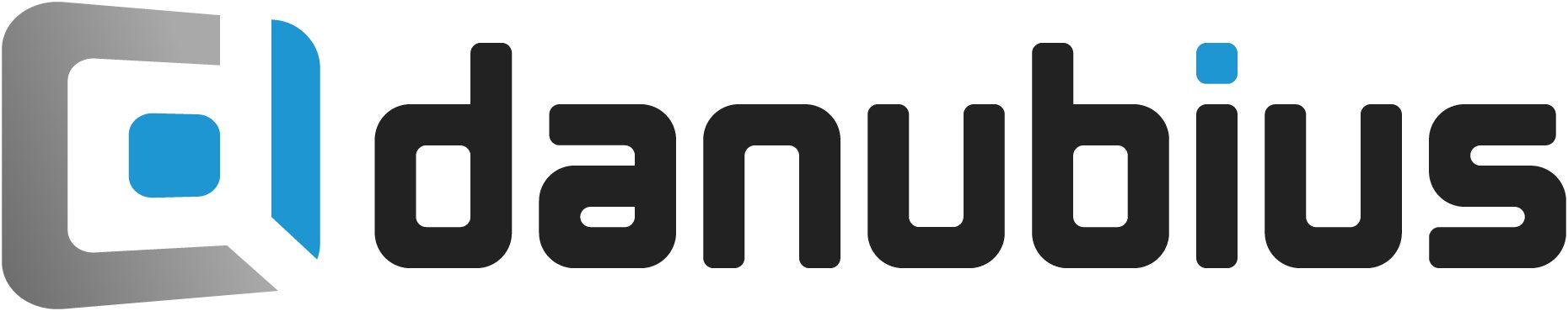 Logo Danubius in schwarz, grau, blau